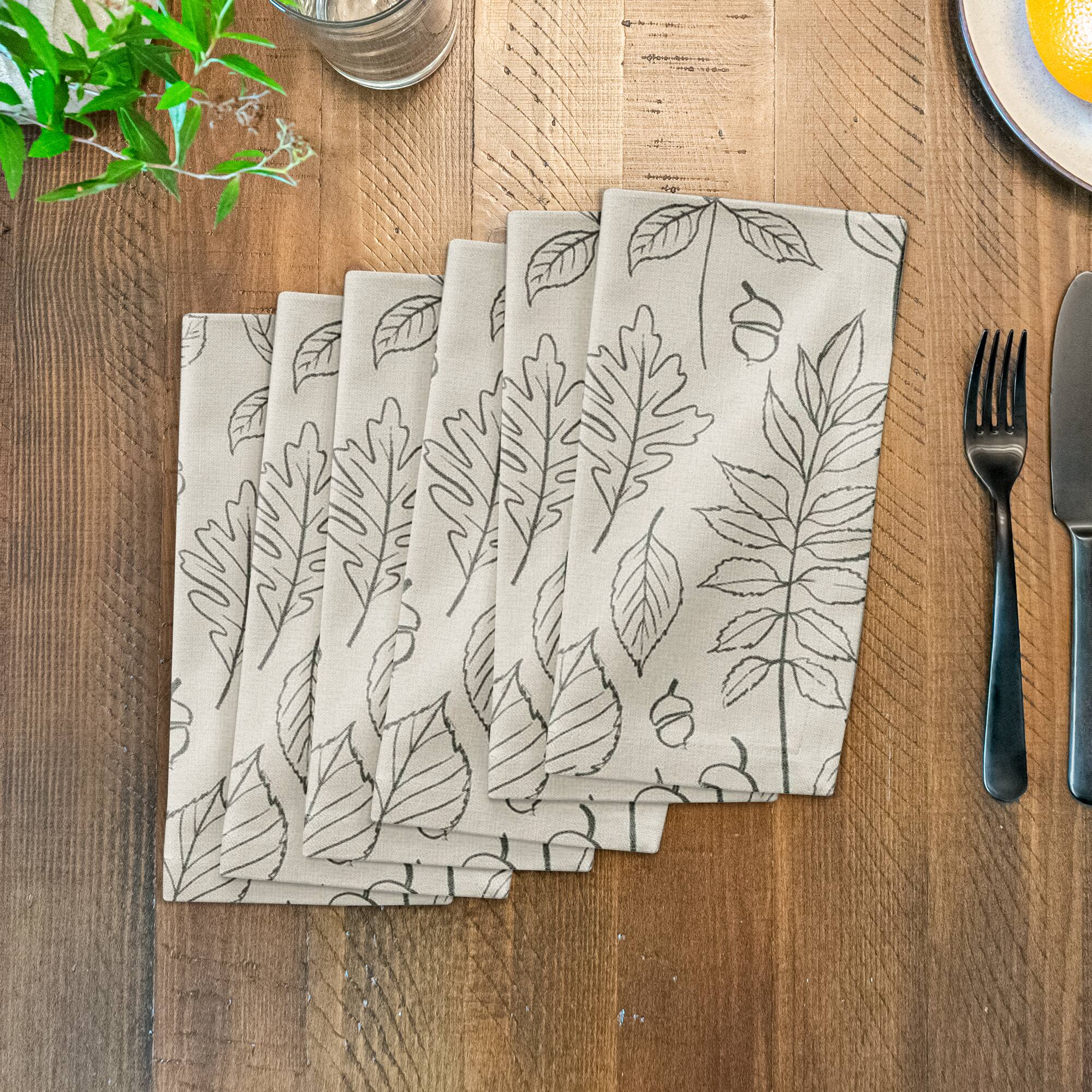 White Leaf Pattern Cotton Twill Napkin